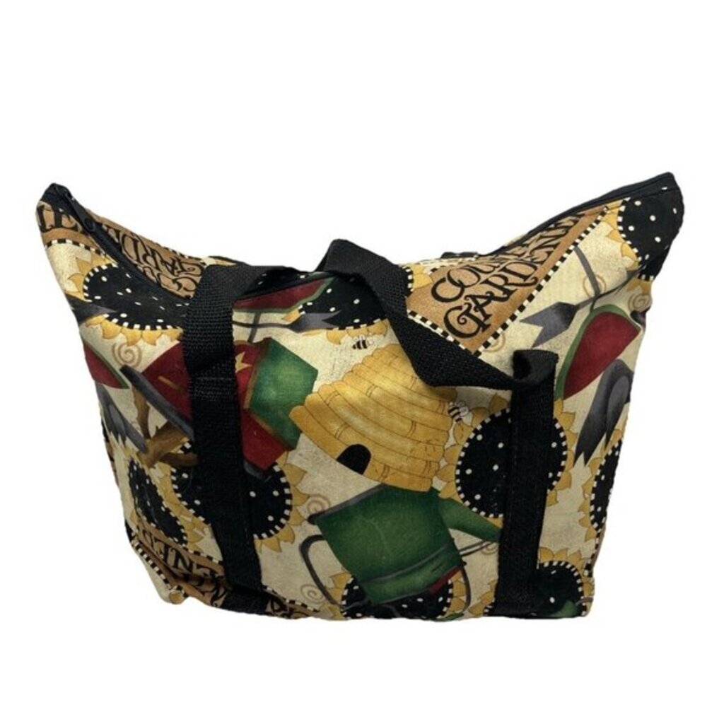 Moon Glow Handcrafted Country Garden Tote Bag Sunflower Beehive Birdhouse Canvas
